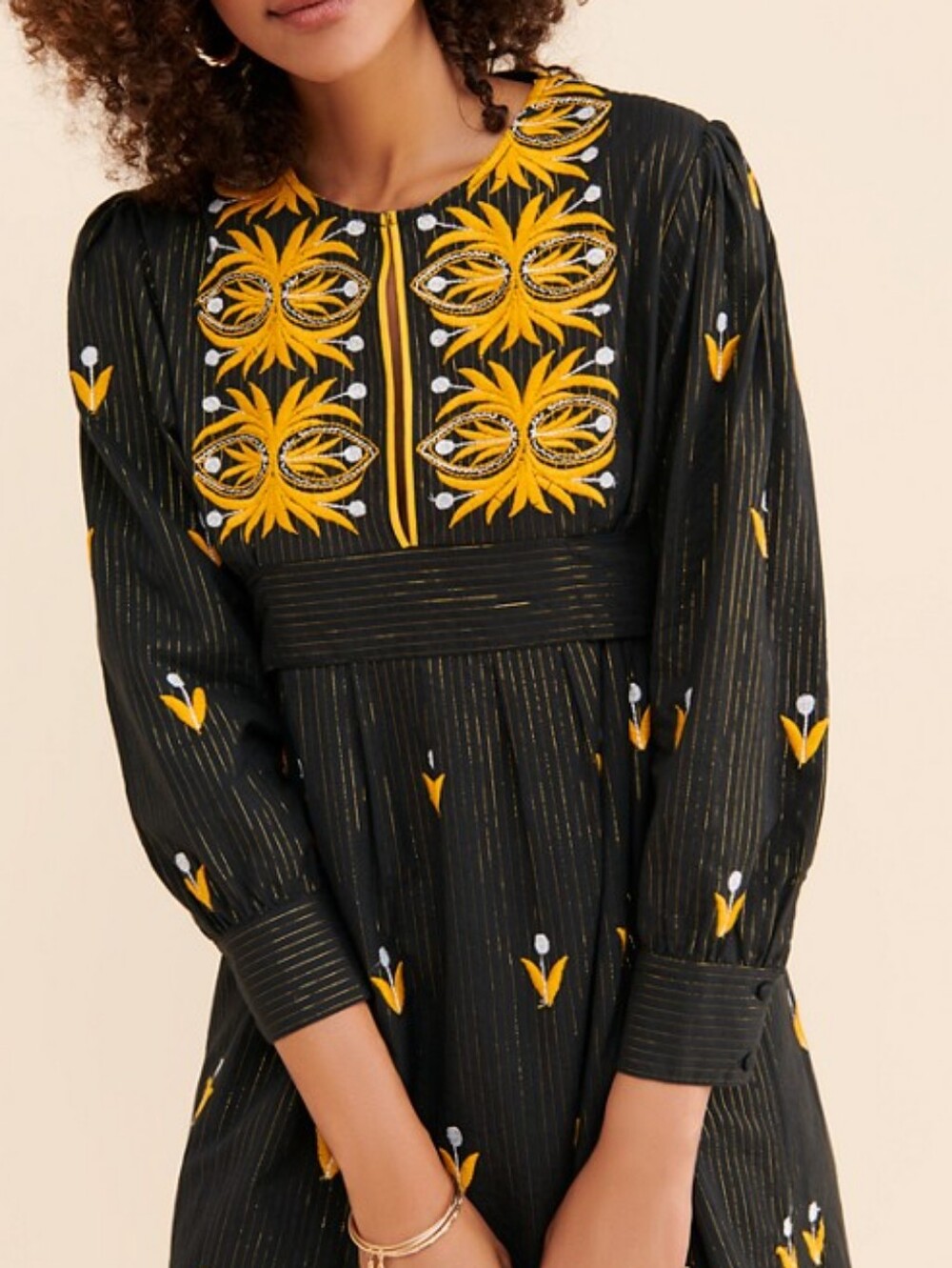 $285 ANTIK BATIK x Anthropologie Embroidered Vintage Style Dress L